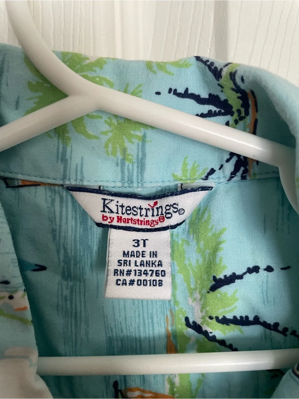 Kitestrings 3T Boys Light Blue Tropical Sailboat Short-Sleeve Shirt for Kids